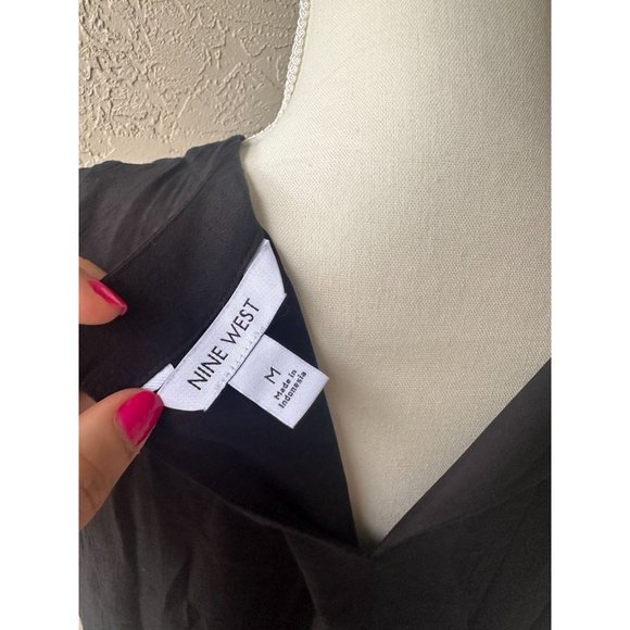 NINE WEST Black Drop Waist Ruffle Dress Size M - Picture 4 of 7